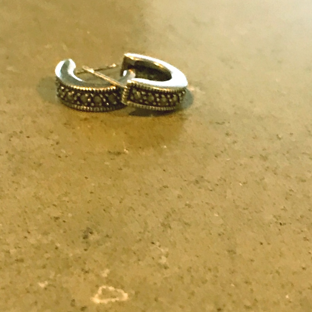 Judith Jack Marcasite Hoop Earrings